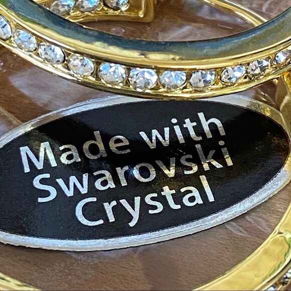 Channel Set Swarovski Crystals Statement Gold Hoop Earrings - Picture 9 of 9